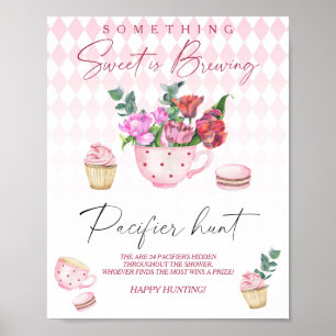 Cup of tea Baby shower game - pacifier hunt Poster