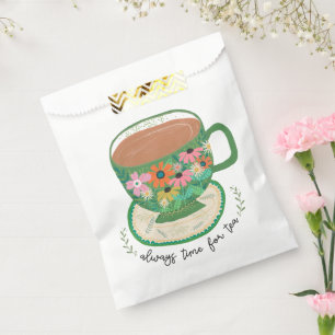 Cup of Tea Floral Quote Vintage Favour Bag