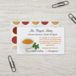 Cup of Tea Liquid Wisdom Teacher Info Business Card
