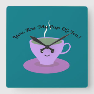Cup of Tea Square Wall Clock