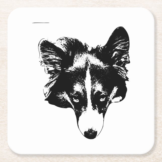 cup-side corgi charm square paper coaster (Front)