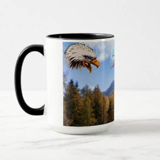 Cup with eagle head rainforest blue colors