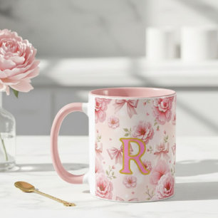 Cup with initial, Romantic cup, mug for her