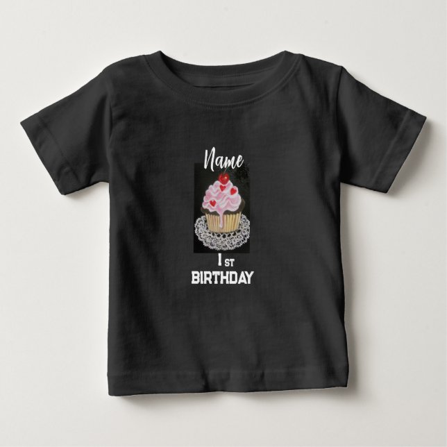 Cupcake 1st Birthday Baby T-Shirt (Front)