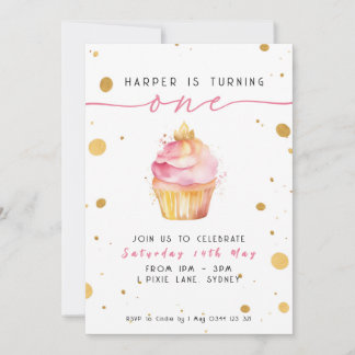 Cupcake 1st Birthday Invitation Girls