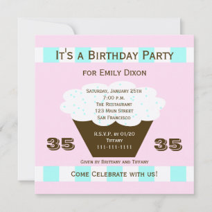 Cupcake 35th Birthday Party Invitation 35 Cupcake
