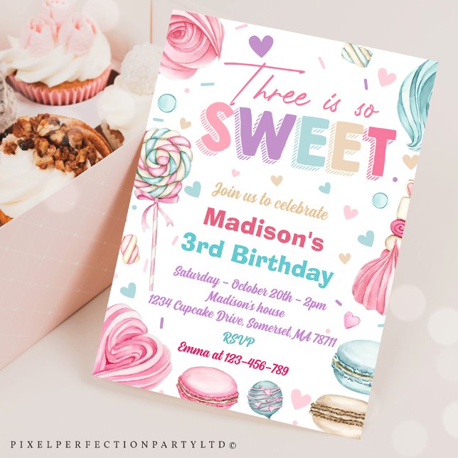Cupcake 3rd Birthday Party Three Ever Is So Sweet  Invitation (Creator Uploaded)