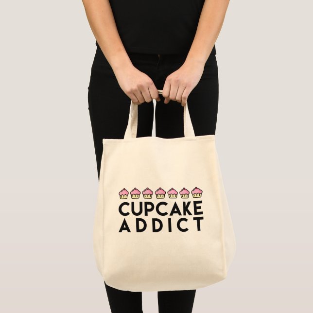 CUPCAKE ADDICT Fun Quote Grocery Tote (Front (Product))