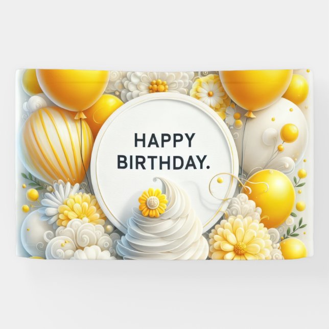cupcake and balloon birthday banner  (Horizontal)