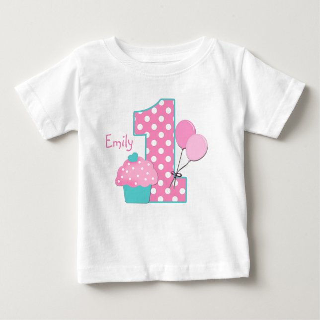 Cupcake and Balloons Baby T-Shirt (Front)