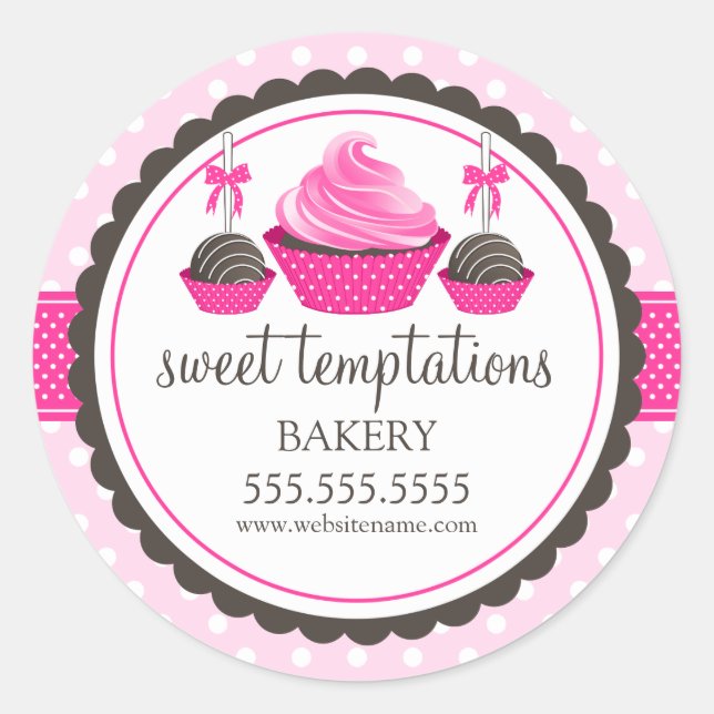Cupcake and Cake Pops Bakery Box Seals (Front)
