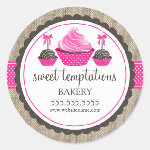 Cupcake and Cake Pops Bakery Box Seals