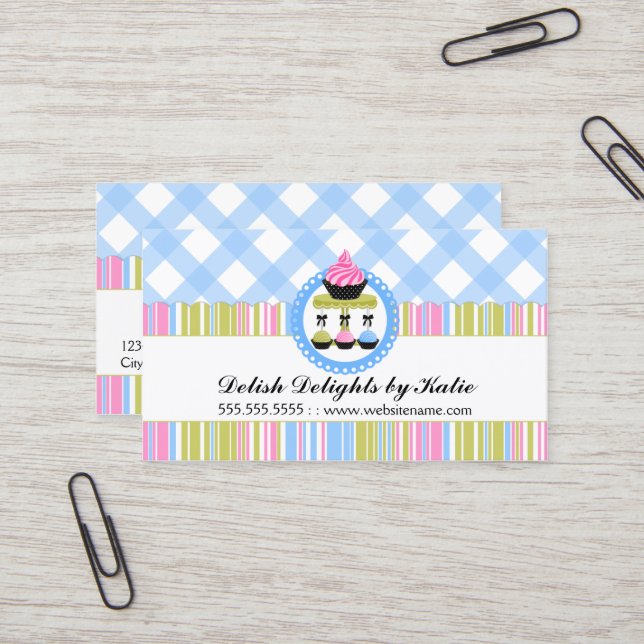 Cupcake and Cake Pops Bakery Business Card (Front/Back In Situ)