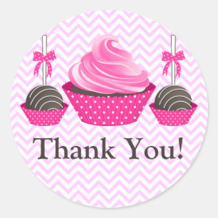 Cupcake and Cake Pops Bakery Thank You Classic Round Sticker