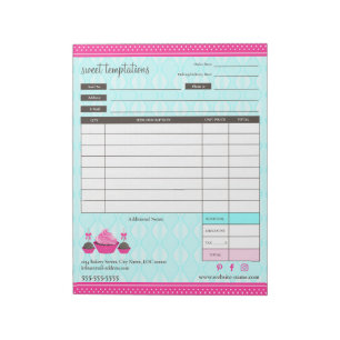 Cupcake and Cake Pops Receipt Order Form Notepad