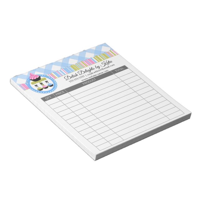 Cupcake and Cake Pops Receipts Notepad (Angled)