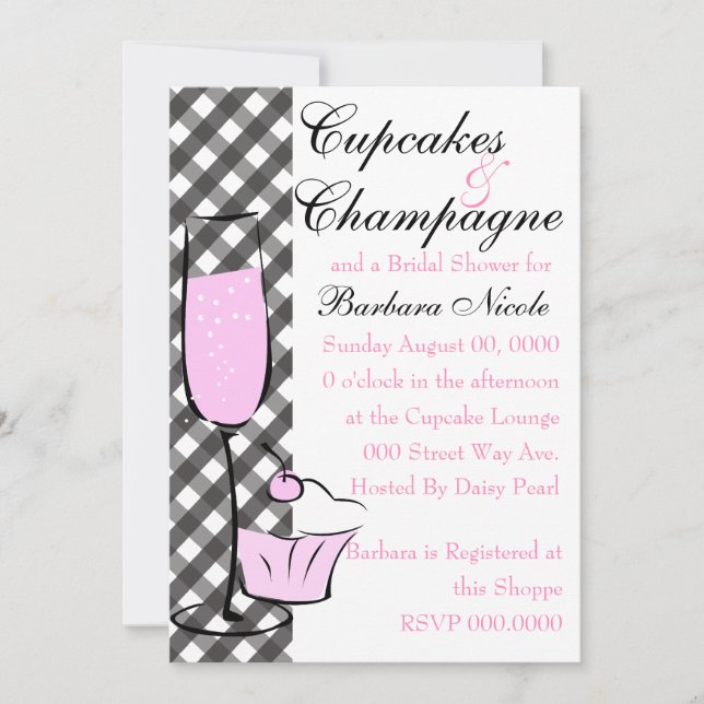 Cupcake and Champage Invitation (Front)
