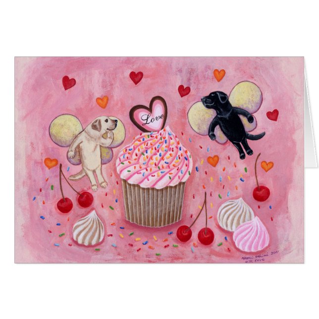 Cupcake and Labrador Fairies Painting (Front Horizontal)