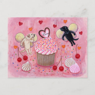 Cupcake and Labrador Fairies Painting Postcard