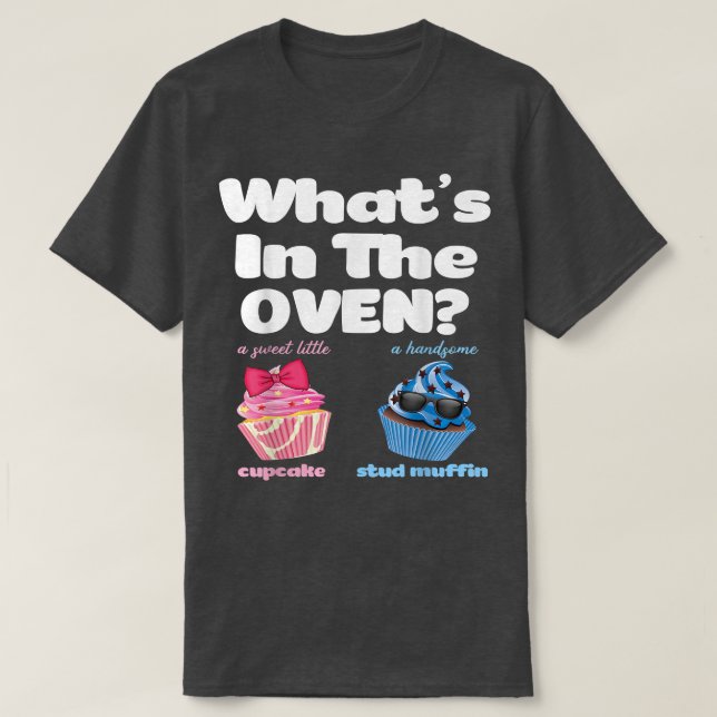 Cupcake and Muffin Pink or Blue Funny Gender Revea T-Shirt (Design Front)