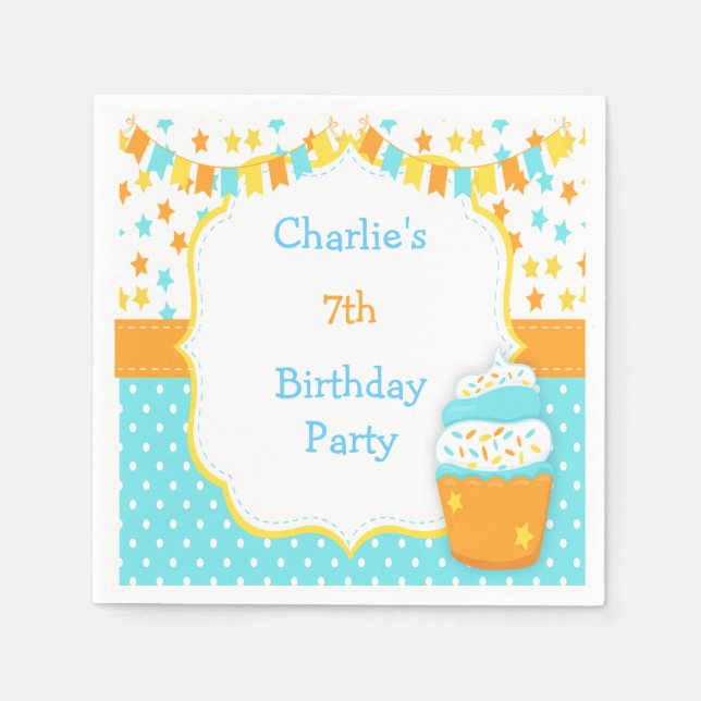 Cupcake and Sprinkles Birthday Party Napkin (Front)