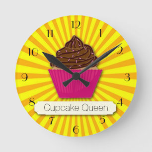 Cupcake and Sunshine Personalise Add your Text Round Clock
