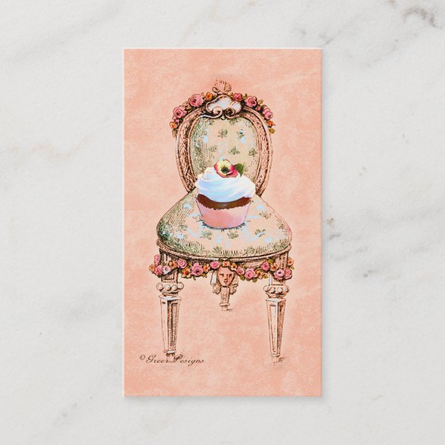 Cupcake and Victorian Chair Business Cards (Front)