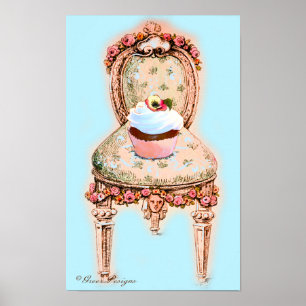 Cupcake and Victorian Chair Poster