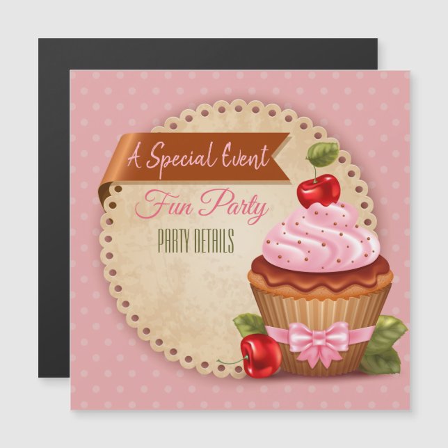 Cupcake Any Event Magnetic Invitation (Front/Back)