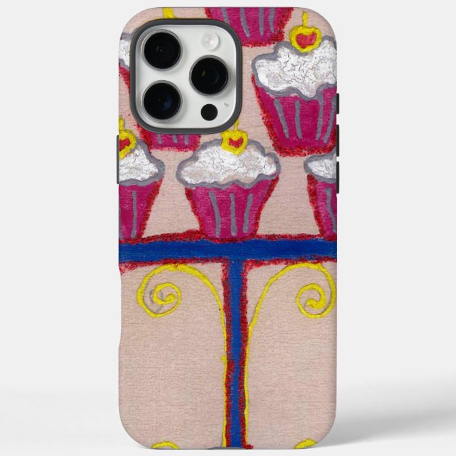 Cupcake Art Print with Cherry and Pink Background Case-Mate iPhone Case (Back)