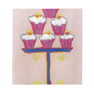 Cupcake Art Print with Cherry and Pink Background Notepad
