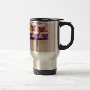 Cupcake Art Print with Cherry and Pink Background Travel Mug