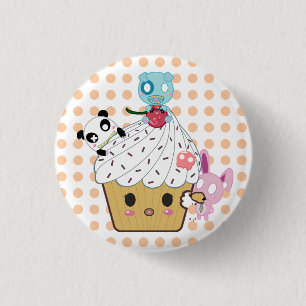 Cupcake Attack! (>_<) 3 Cm Round Badge