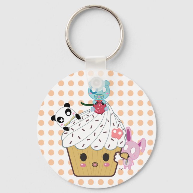 Cupcake Attack! (>_<) Key Ring (Front)