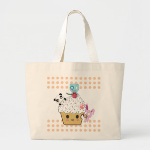 Cupcake Attack! (>_<) Large Tote Bag