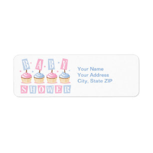 Cupcake Baby Shower Label Return Address Label