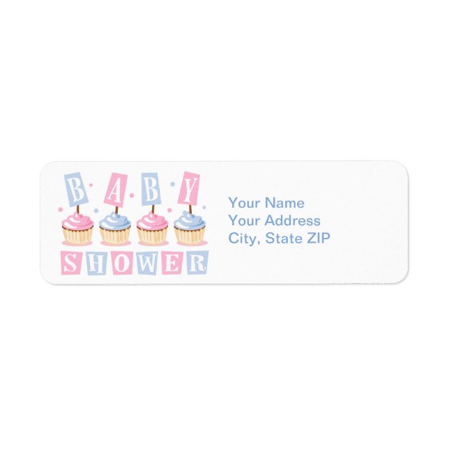 Cupcake Baby Shower Label Return Address Label (Front)