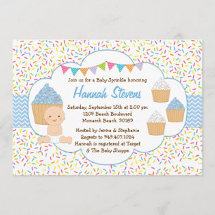 Cupcake Baby Sprinkle Shower Invitation Blue Boy