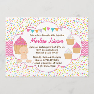 Cupcake Baby Sprinkle Shower Invitation Pink Girl