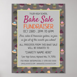 Cupcake Background, Charity Bake Sale Event Advert Poster