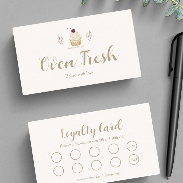 Cupcake Baker Bakery Chef Catering Dawn Pink Loyalty Card (Creator Uploaded)