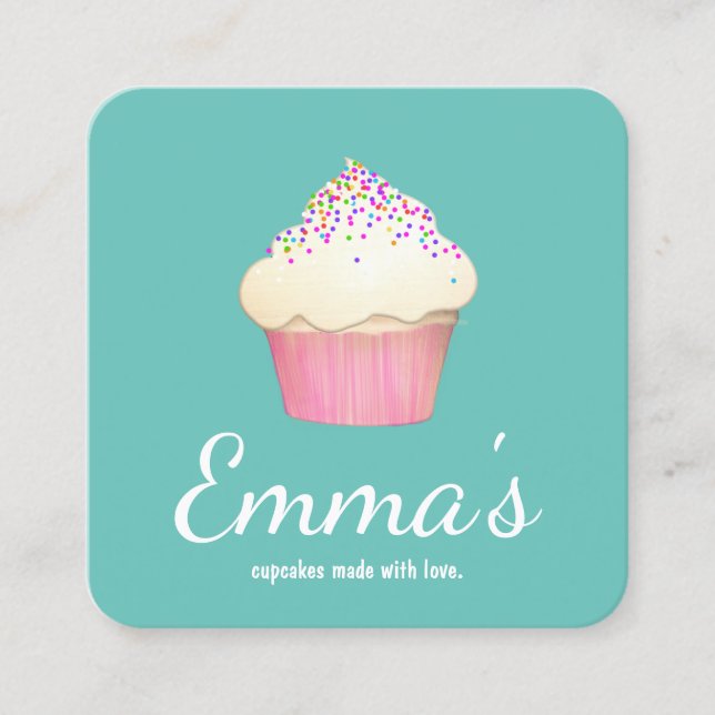 Cupcake Baker Bakery Chef Catering Square Business Card (Front)