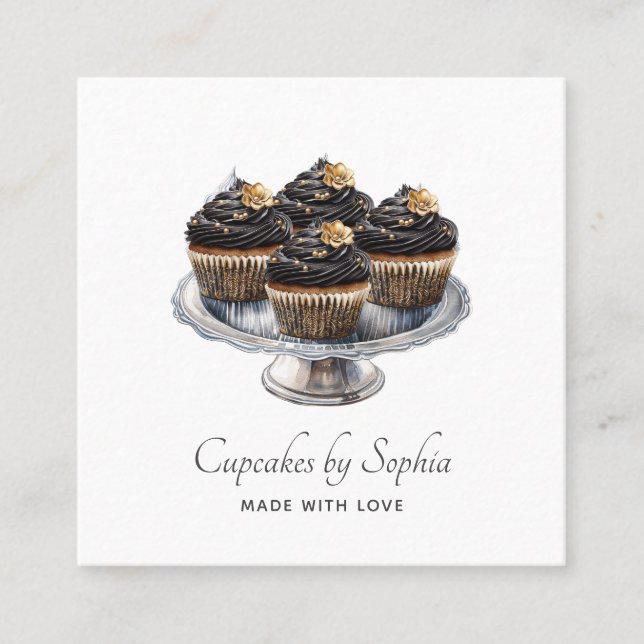 Cupcake Baker Bakery Chef Catering  Square Business Card (Front)