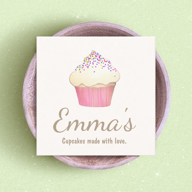 Cupcake Baker Bakery Chef Catering Square Business Card (Creator Uploaded)