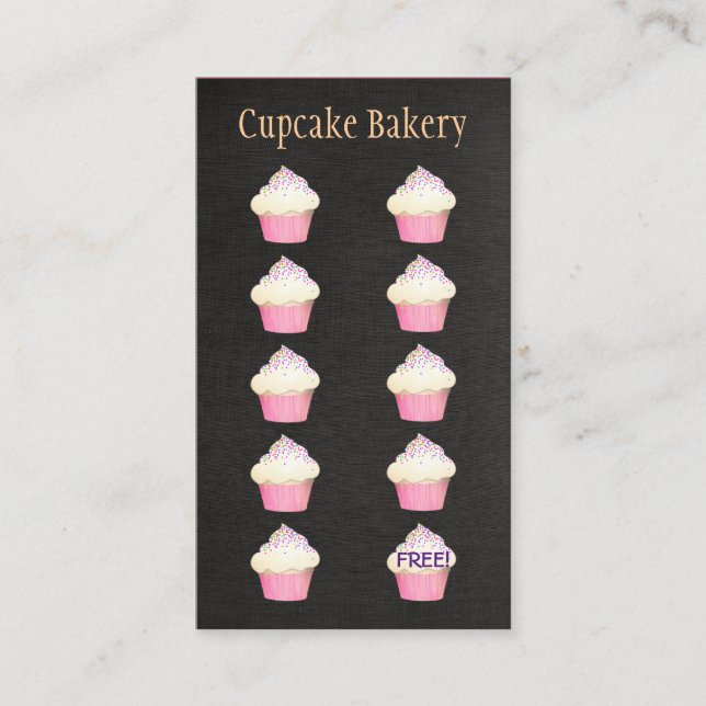 Cupcake Baker Bakery Customer Loyalty Punch Card (Front)