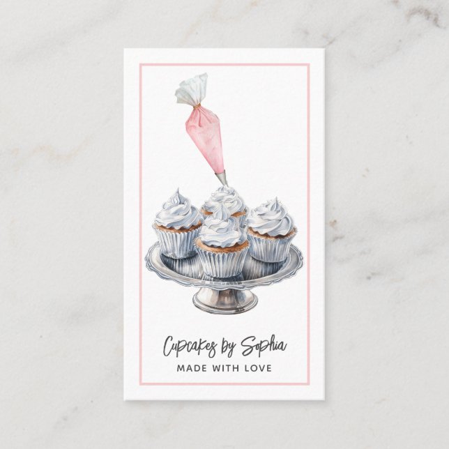 Cupcake Baker Bakery Pastry Chef Catering  Business Card (Front)