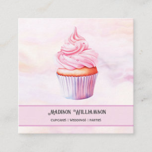 Cupcake Bakery Baker Chef Catering OR Code Square Business Card