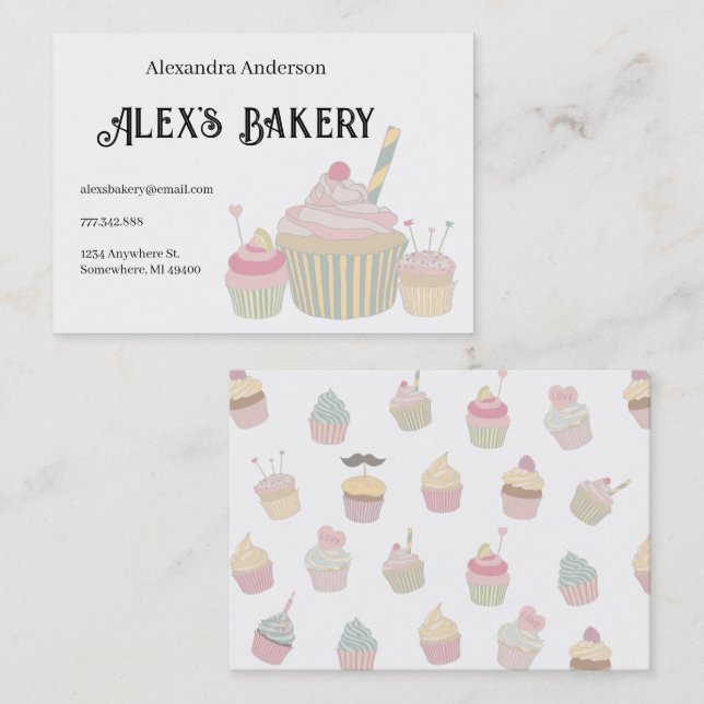 Cupcake Bakery Business  Card (Front/Back)