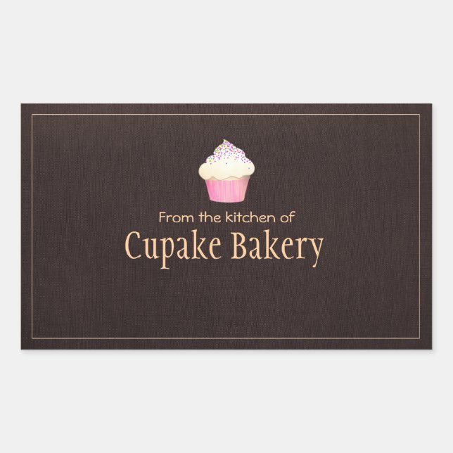 Cupcake Bakery Business Card Brown Label Sticker (Front)