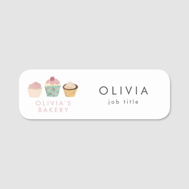 Cupcake Bakery Business Name Tag (Front)